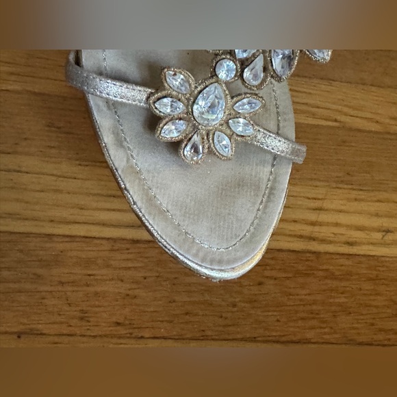 Rene Caovilla Crystal Gold Mules Sandals With Glitter Instep Sz 36.5 - Picture 4 of 11